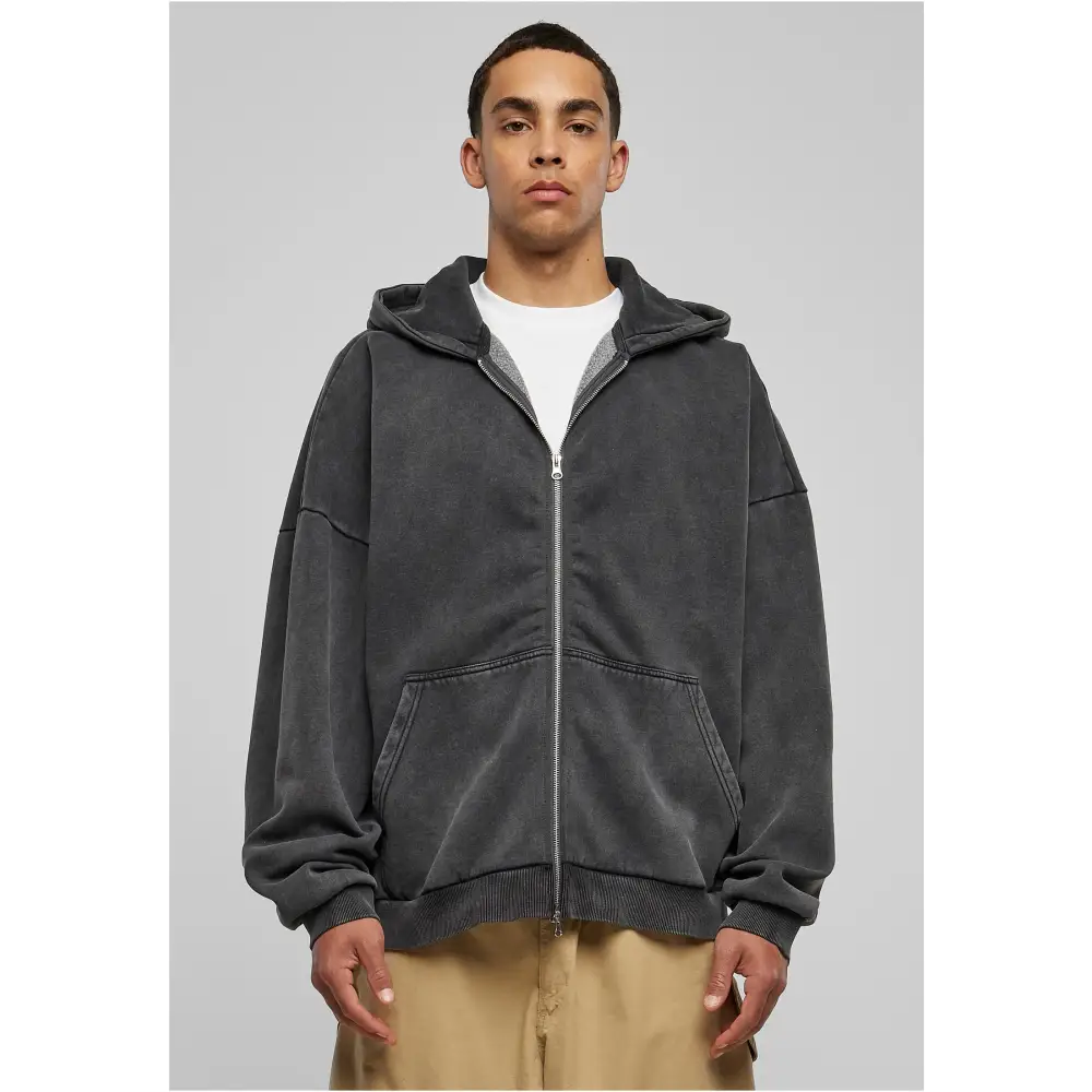 Heavy Stone Washed 90s Zip Hoodie - Urban Classics