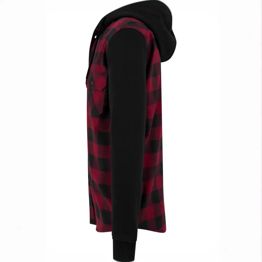 Hooded Checked Flanell Sweat Sleeve Shirt Hoodie - Urban Classics